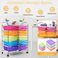 15 Drawer Rolling Storage Cart Tools Scrapbook Paper Office School Organizer