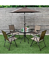 4PCS Folding Sling Chairs Steel Armrest Patio Garden Camping