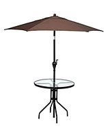 Costway 32''Outdoor Patio Round Table Tempered Glass Top