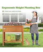 Costway Rectangle Wood Flower Planter Box Portable Raised Vegetable Patio