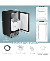 Costway Built-in Ice Maker Free-Standing/Under Counter Machine 80lbs/Day w/ Light