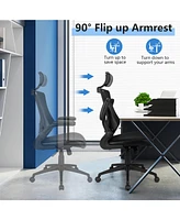 Costway Mesh Back Adjustable Swivel Office Chair Flip up Arms