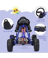 Costway Kids Pedal Go Kart 4 Wheel Ride On Toys w/ Adjustable Seat & Handbrake