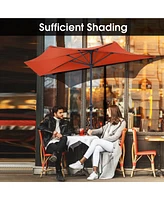 9Ft Half Round Umbrella Patio Bistro Wall Balcony Door Window Sun Shade