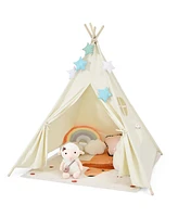 Costway Kids Canvas Play Tent Foldable Playhouse Toys for Indoor Outdoor