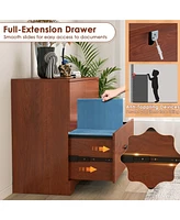 Costway 2-Drawer Wood Lateral File Cabinet with Adjustable Bars for Home Office