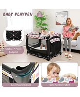 Costway Pack & Play Baby Diaper Changing Table 4 1 Portable Foldable with Mattress Carrying Bag