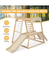 Costway 6-in-1 Indoor Jungle Gym Wooden Playground Climber Playset for Kids 1+ Years