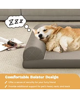Costway Orthopedic Dog Bed Medium Small Dogs with 3-Side Bolster Non-Slip Bottom Zippers