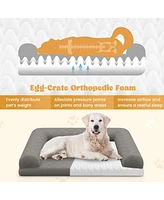 Costway Orthopedic Dog Bed Medium Small Dogs with 3-Side Bolster Non-Slip Bottom Zippers