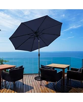 9 Ft Patio Solar Umbrella Led Patio Market Steel Tilt with Crank Outdoor