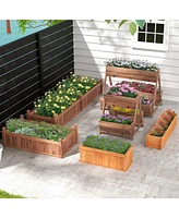 Costway Wooden Raised Garden Bed Outdoor Rectangular Planter Box with Drainage Holes