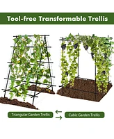 Costway Cucumber Trellis Foldable Garden Tunnel Trellis with Adjustable Auxiliary Clips