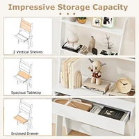Ladder Shelf Desk Bookcase with Countertop, Drawer & 2 Shelves Bookshelf