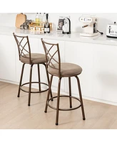 Set of 2 24/30 Inch Adjustable Swivel Barstools Metal Dining Chairs