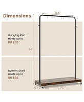 Costway Industrial Pipe Rolling Garment Rack Heavy Duty Clothing Rack with Hooks & Shelf