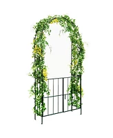 Costway Garden Arch Arbor Trellis with Gate 7.5 ft Patio Archway Pergola for Wedding