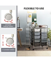 15 Drawer Rolling Organizer Cart Utility Storage Tools Scrapbook Paper Multi-Use