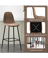 Costway Set of 2 Bar Stools 29.5'' Velvet Upholstered High Back Bar Chairs Kitchen