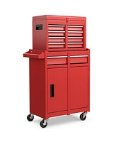 Costway 5-Drawer Rolling Tool Chest Cabinet Metal Tool Storage Box Lockable with Wheels