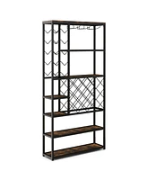 Costway Industrial Wine Rack Multi-purpose Freestanding Bakers Rack with Glass Holder