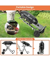 Costway Portable Propane Grill Folding Gas Grill Griddle with Wheels & Side Shelf