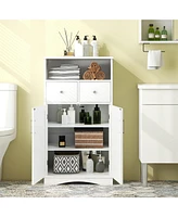 Costway Bathroom Floor Cabinet Freestanding Storage Cabinet with 2 Doors