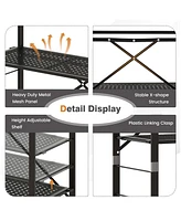 5-Tier Foldable Storage Shelves Adjustable Collapsible Organizer Rack with Wheels
