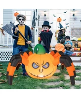 5 Ft Long Halloween Inflatable Pumpkin Spider Blow-up Decoration