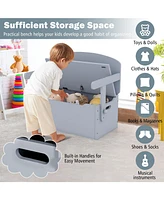 Costway 3-in-1 Kids Convertible Storage Bench Wood Activity Table and Chair Set