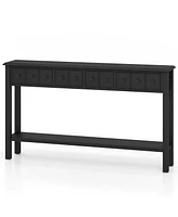 Costway 60" Console Table Retro Entryway Sofa with 4 Drawers & Open Shelf Hallway