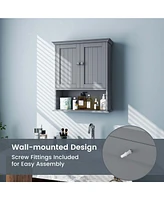 Costway Bathroom Wall Cabinet Medicine Storage Organizer with Adjustable Shelf & 2 Doors