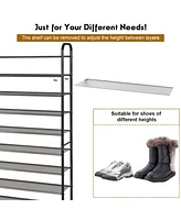 Costway 10-Tier Shoe Rack Space-saving Shoe Organizer W/Metal Frame Shoe Tower