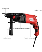 1/2'' Electric Rotary Hammer Drill 3 Mode Sds-Plus Chisel Kit 1100W