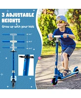 Costway Folding Adjustable Height Kids Toy Kick Scooter Rear Brake 2 Flashing Wheels