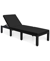 Costway Patio Rattan Lounge Chair Chaise Recliner Adjust Cushion