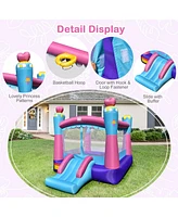 Costway Inflatable Bounce House 3-in-1 Princess Theme Inflatable Castle w/ 735W Blower