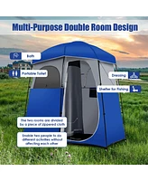 Costway Double-Room Camping Shower Toilet Tent with Floor Oversize Portable Storage Bag