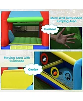 Costway Inflatable Bounce House Kids Bouncy Jumping Castle w/ Dual Slides & 480W Blower