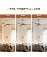 Costway 52'' Ceiling Fan with Led Light Reversible Ceiling Fan w/ Adjustable Temperature