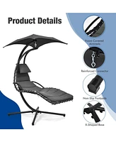 Costway Patio Hanging Lounge Chaise Hammock Chair Removable Canopy