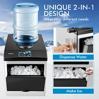 2-in-1 Stainless Steel Countertop Ice Maker Water Dispenser 48Lbs/24H w/ Scoop