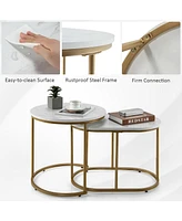 Nesting Coffee Table Modern Set of 2 Marble Coffee Side Table Set Living Room
