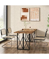 Costway 67'' Patio Rectangle Table Heavy-Duty Acacia Wood Dining Table with Umbrella Hole