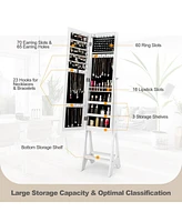 Costway Led Jewelry Cabinet Armoire with Bevel Edge Mirror Organizer Mirrored Standing