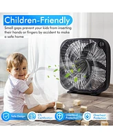 Costway 21'' Box Fan Portable Floor Fan Window Fan with 3 Speed Settings & Knob Control