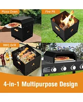 Costway 4-in-1 Multipurpose Outdoor Pizza Oven Wood Fired 2-Layer Detachable Oven