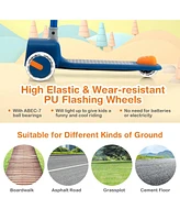 Costway Folding Adjustable Kids Toy Scooter W/Led Flashing Wheels Horn 4 Emoji Covers