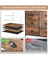 Costway 6 Drawer Dresser Fabric Storage Tower w/wooden Top Chest Organizer