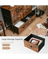 Costway 6 Drawer Dresser Fabric Storage Tower w/wooden Top Chest Organizer